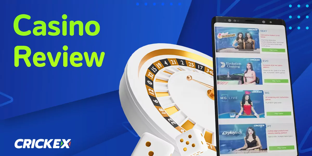 What games are available in the online casino section of the Crickex website